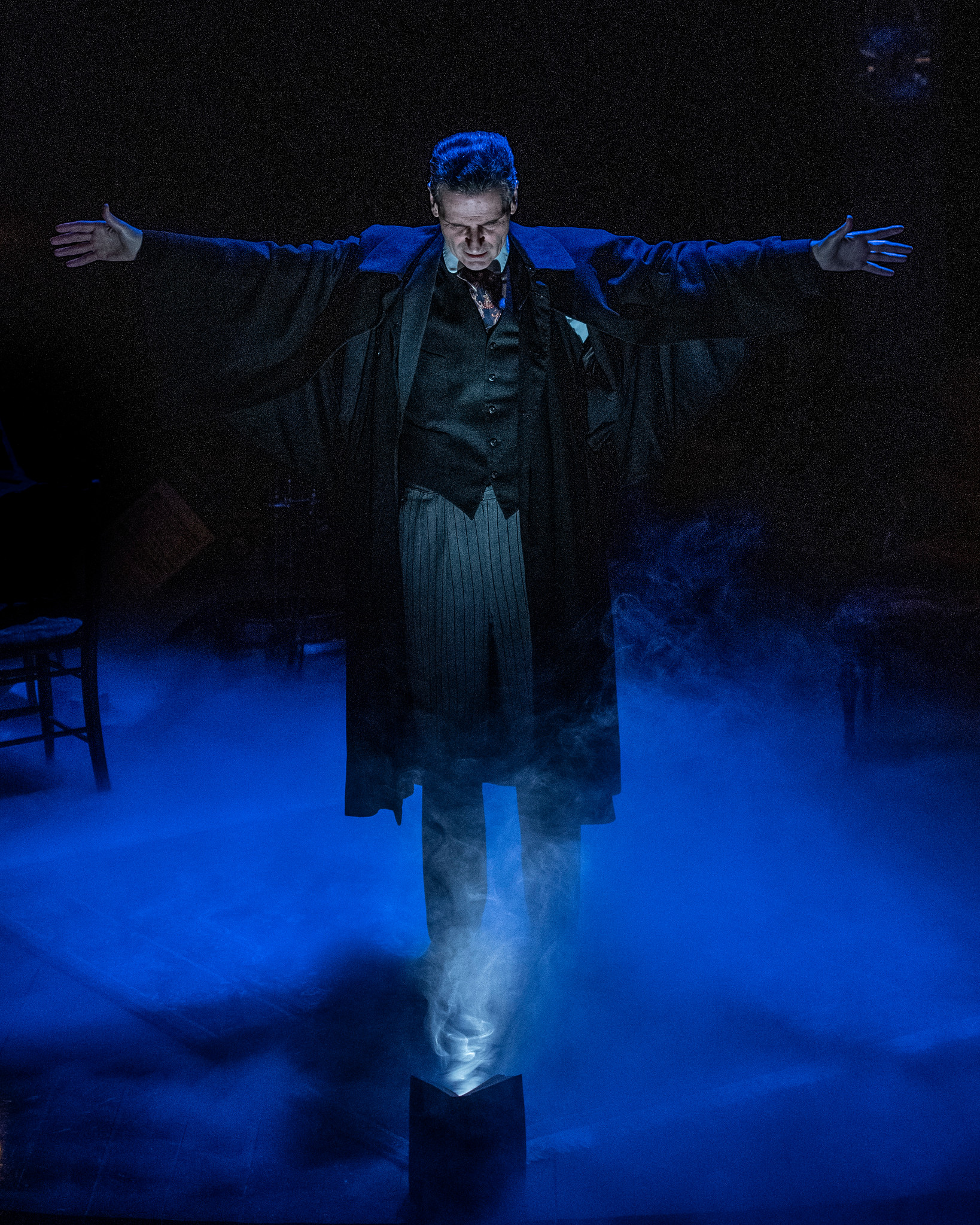 Ghosts visit Paul Morella’s Ebenezer Scrooge in “A Christmas Carol” at Olney Theatre Center.