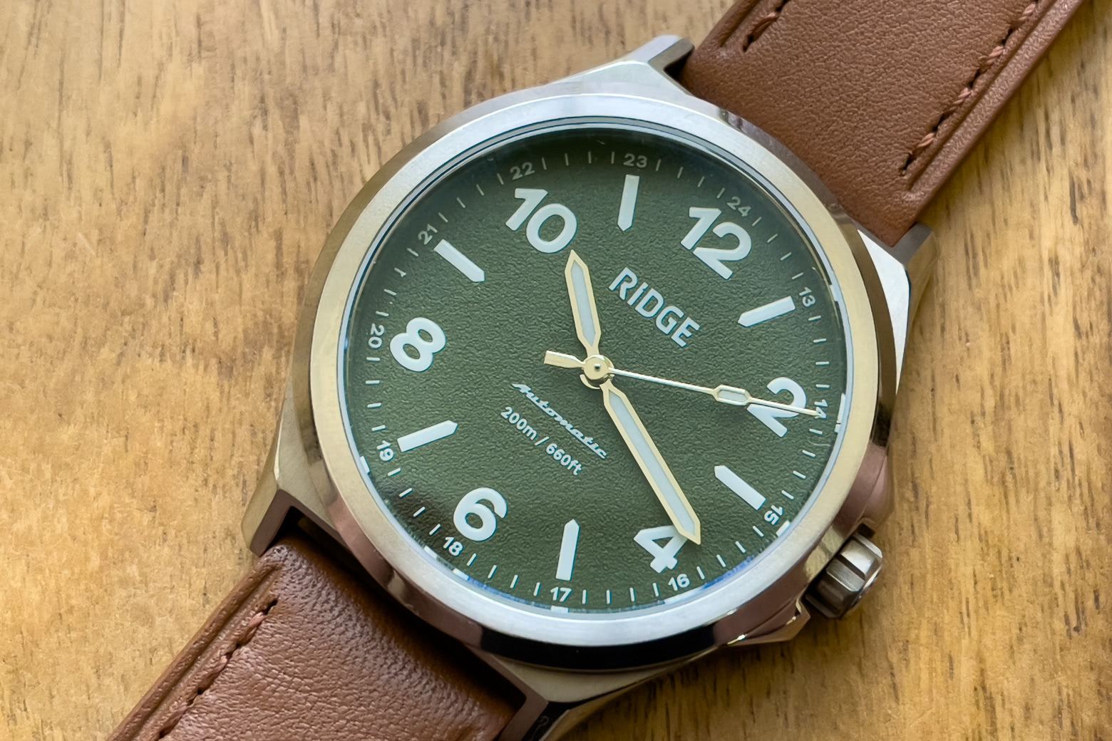 Ridge Titanium Field watch review dial - Luxe Digital