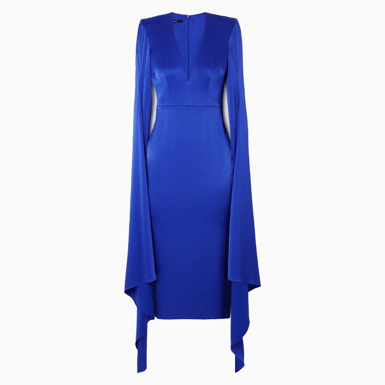 women black tie attire guide alex perry vander cape effect satin crepe midi dress - Luxe Digital