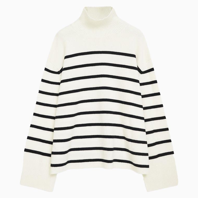 women business casual guide anine bing courtney sweater ivory and black stripe - Luxe Digital