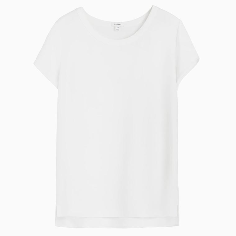 women business casual guide cuyana silk high low tee - Luxe Digital