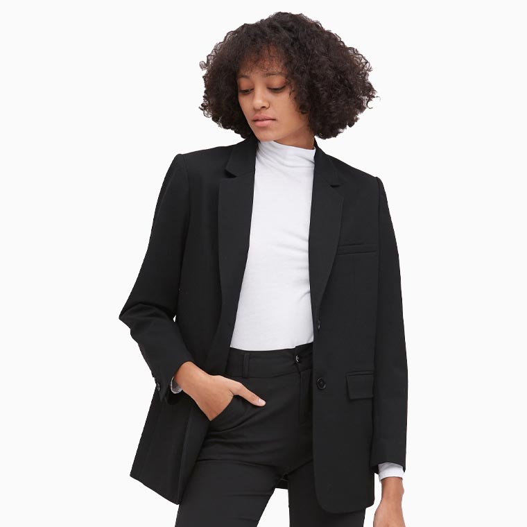 women business casual guide lilysilk basic long sleeve silk liner blazer - Luxe Digital