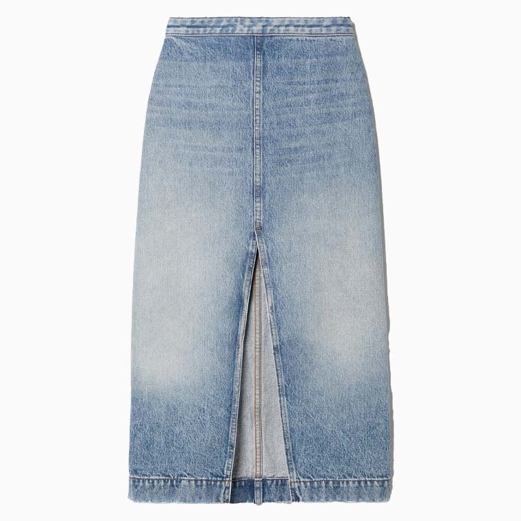 women casual dress code guide khaite fraser denim midi skirt - Luxe Digital