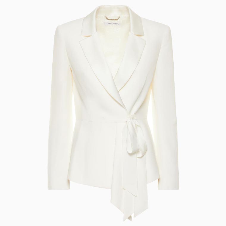 women cocktail attire guide alberta ferretti satin blazer - Luxe Digital