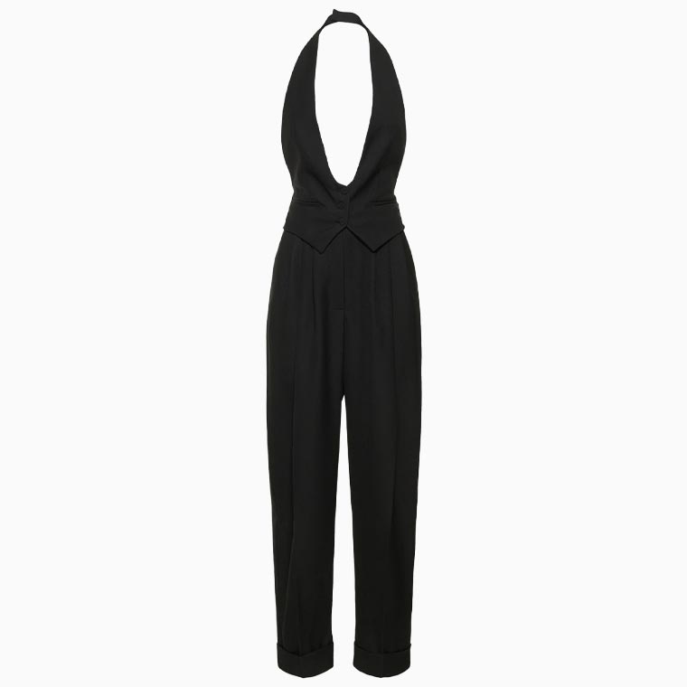 women cocktail attire guide alexandre vauthier tuxedo halter jumpsuit - Luxe Digital