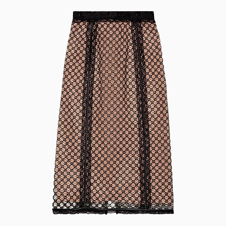 women cocktail attire guide gucci gg net skirt with lace trims - Luxe Digital