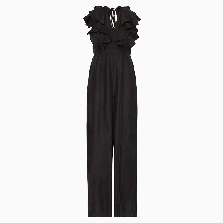 women cocktail attire guide nobodys child coco ruffle jumpsuit - Luxe Digital